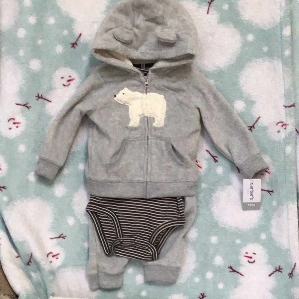 Carter’s 3 pc Hooded Jacket Fleece Set - Picture 1 of 6